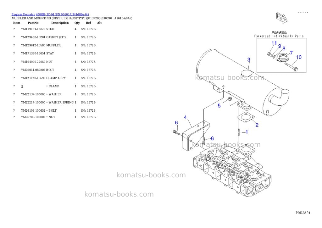 Komatsu 4d88e-3c-04 s/n 00101-up Parts catalog cover Page 8 Komatsu 4d88e-3c-04 s/n 00101-up Parts catalog cover Page 8