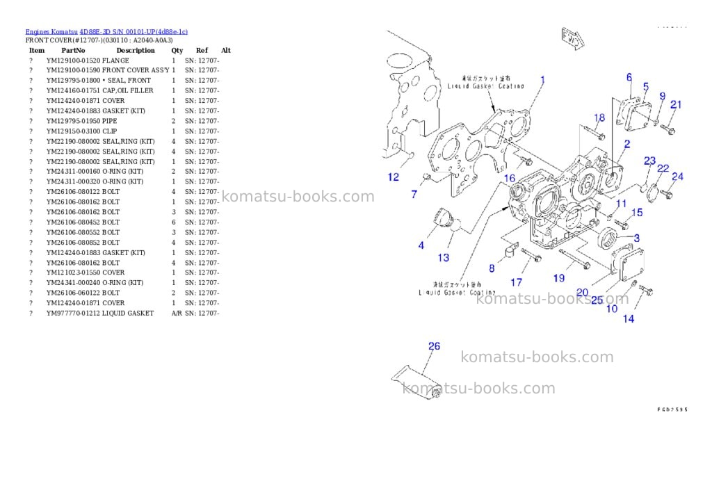 Komatsu 4d88e-3d s/n 00101-up Parts catalog cover Page 10
