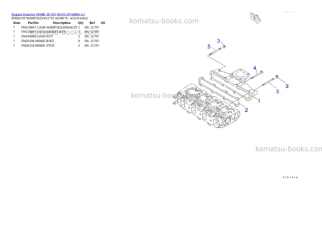 Komatsu 4d88e-3d s/n 00101-up Parts catalog cover Page 6