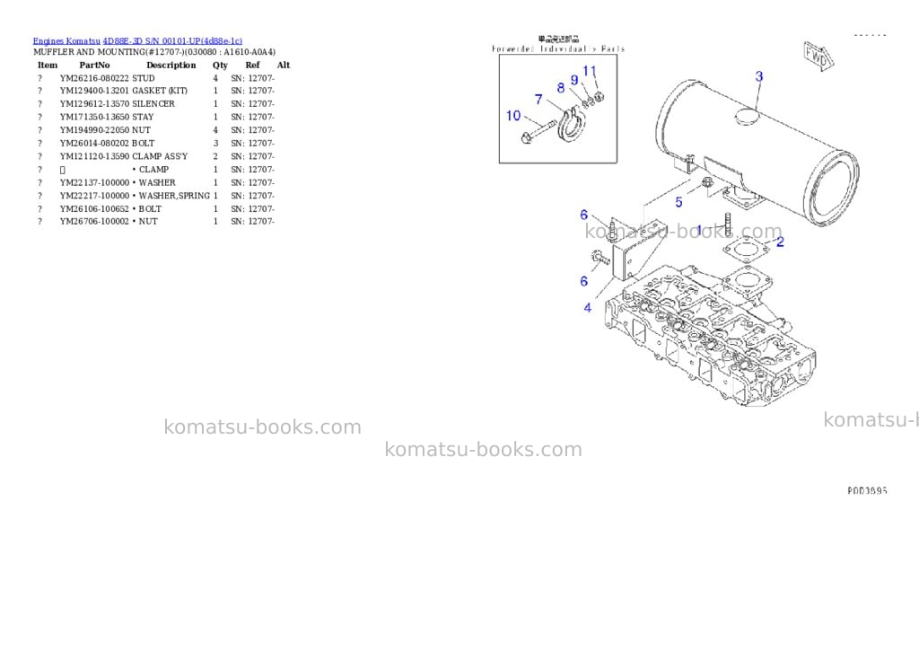 Komatsu 4d88e-3d s/n 00101-up Parts catalog cover Page 7