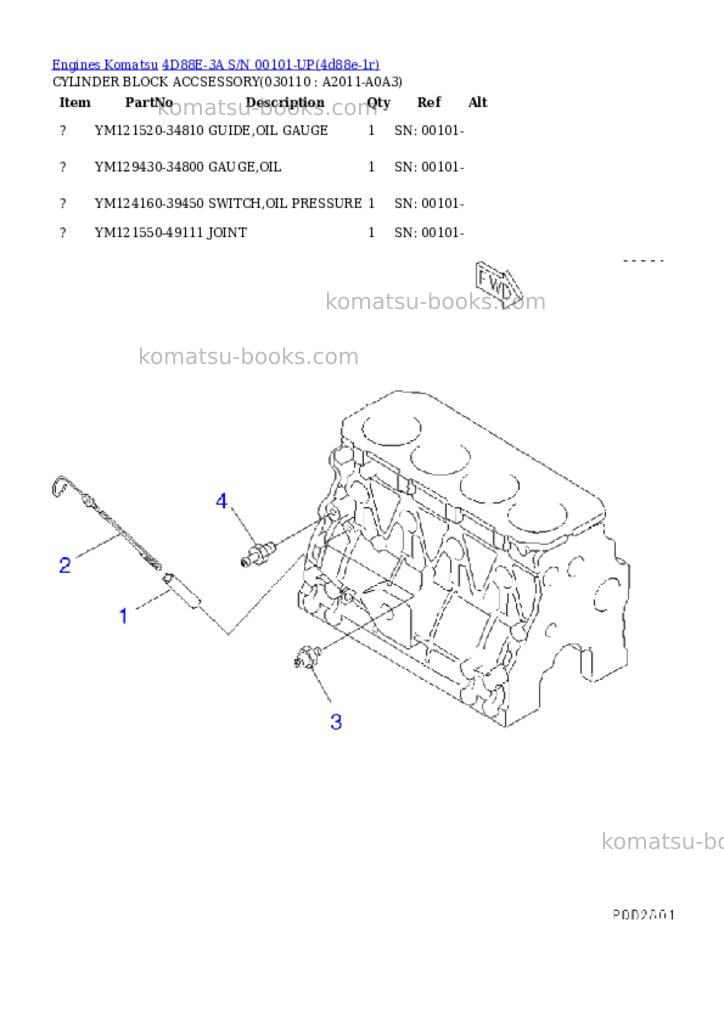 Komatsu 4d88e-3a s/n 00101-up Parts catalog cover Page 10