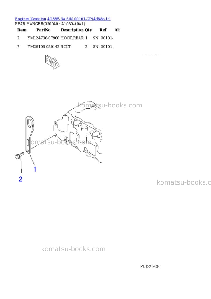 Komatsu 4d88e-3a s/n 00101-up Parts catalog cover Page 3