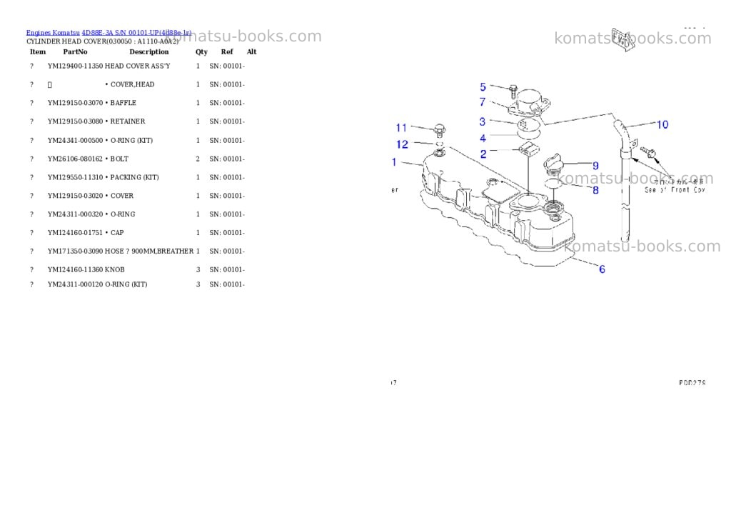 Komatsu 4d88e-3a s/n 00101-up Parts catalog cover Page 4