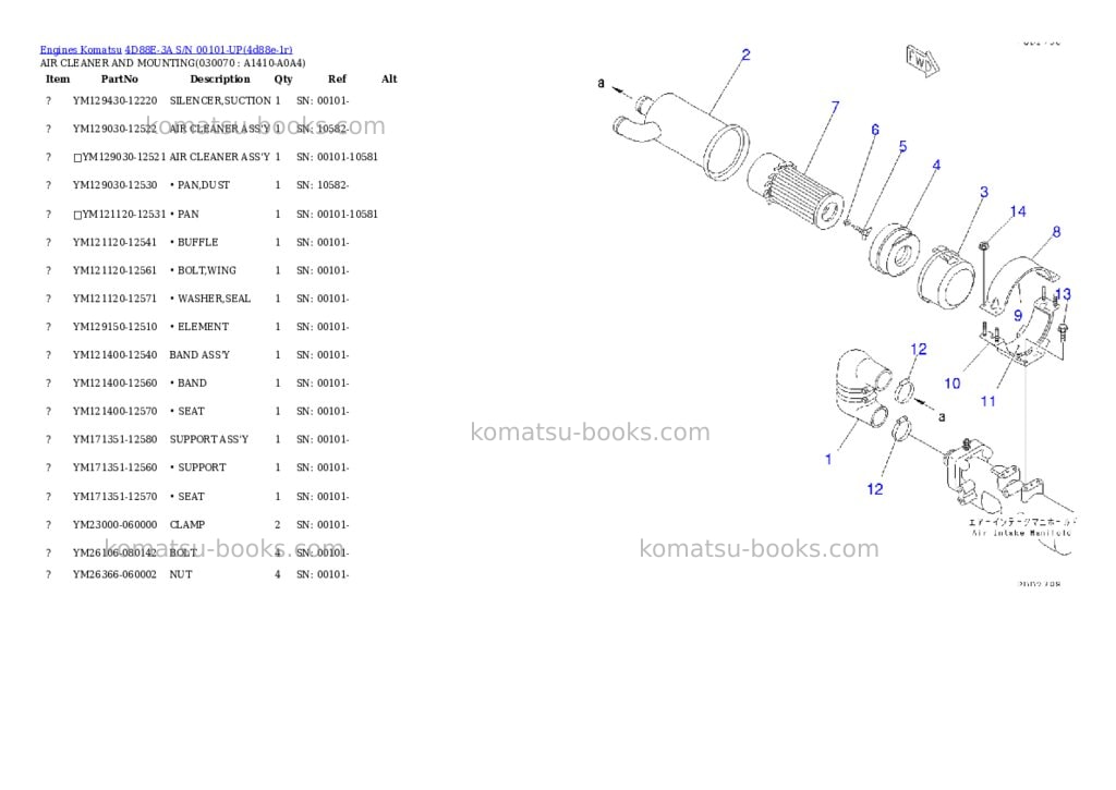 Komatsu 4d88e-3a s/n 00101-up Parts catalog cover Page 6