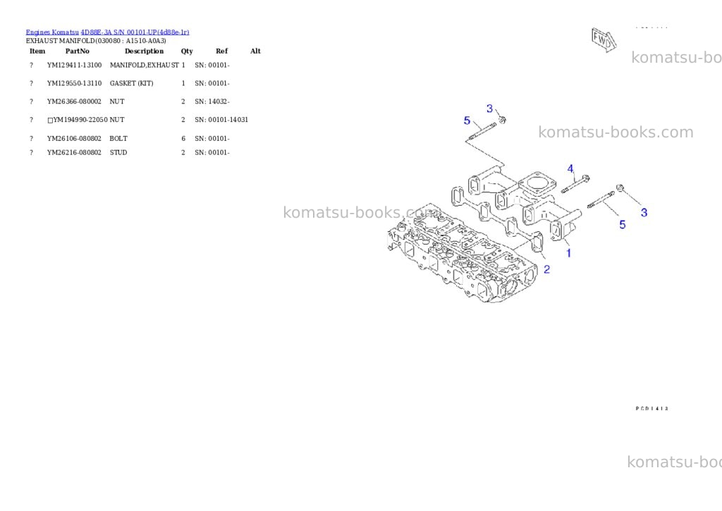 Komatsu 4d88e-3a s/n 00101-up Parts catalog cover Page 7