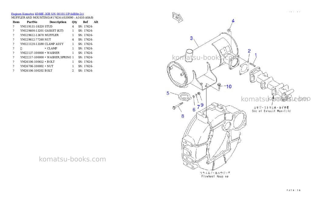 Komatsu 4d88e-3gb s/n 00101-up Parts catalog cover Page 8 Komatsu 4d88e-3gb s/n 00101-up Parts catalog cover Page 8