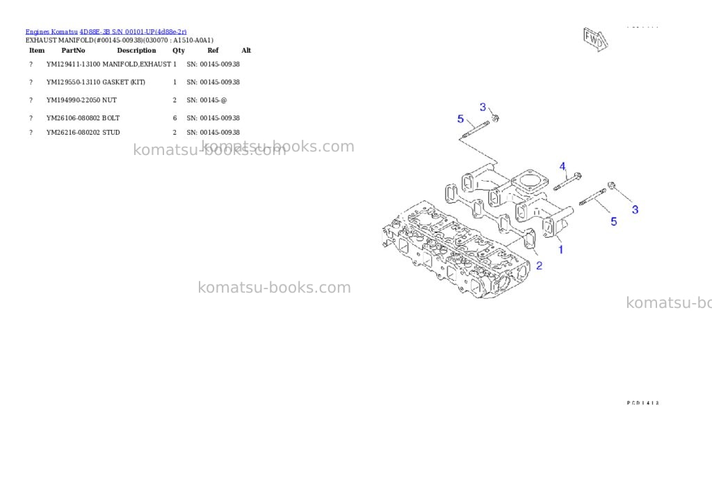 Komatsu 4D88E-3B S/N 00101-UP Parts catalog cover Page 6