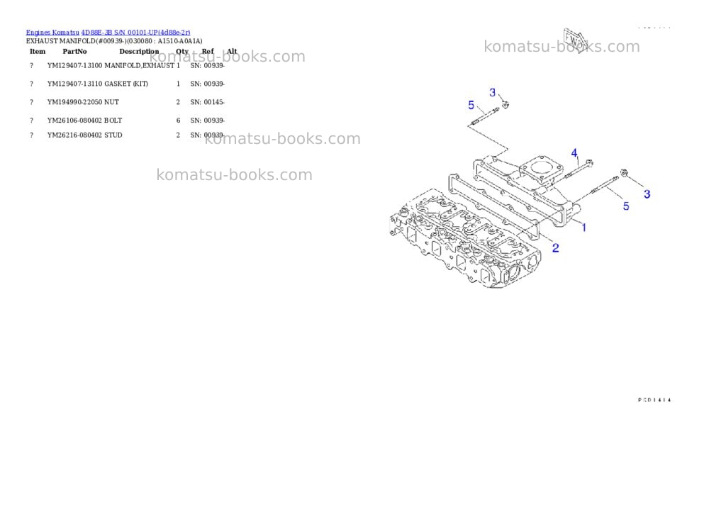 Komatsu 4D88E-3B S/N 00101-UP Parts catalog cover Page 7