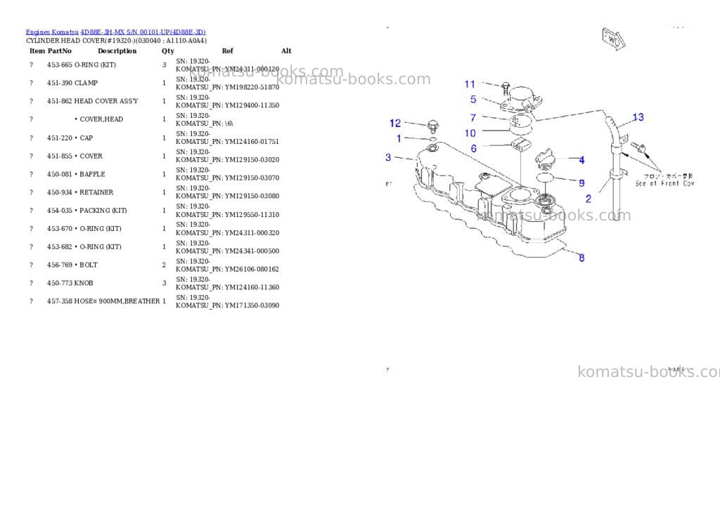 Komatsu 4d88e-3h-mx s/n 00101-up Parts catalog cover Page 3