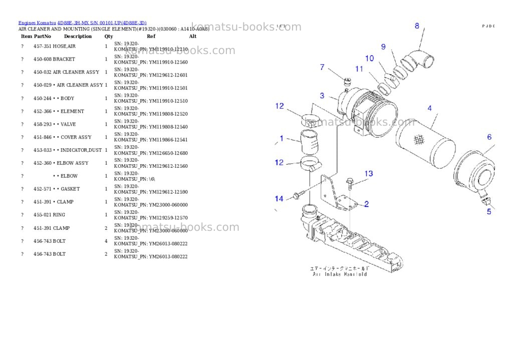 Komatsu 4d88e-3h-mx s/n 00101-up Parts catalog cover Page 5