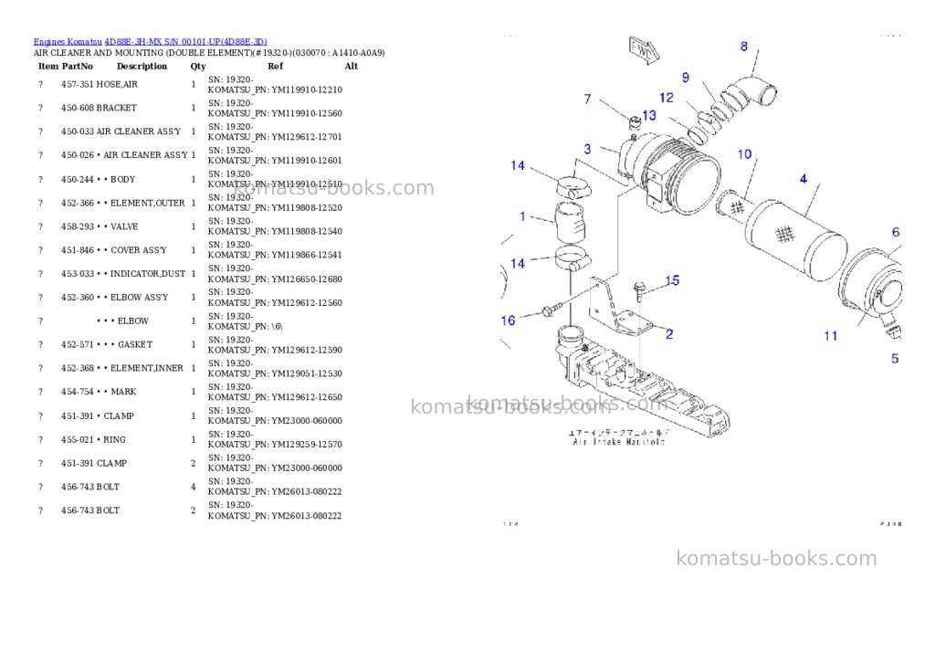 Komatsu 4d88e-3h-mx s/n 00101-up Parts catalog cover Page 6