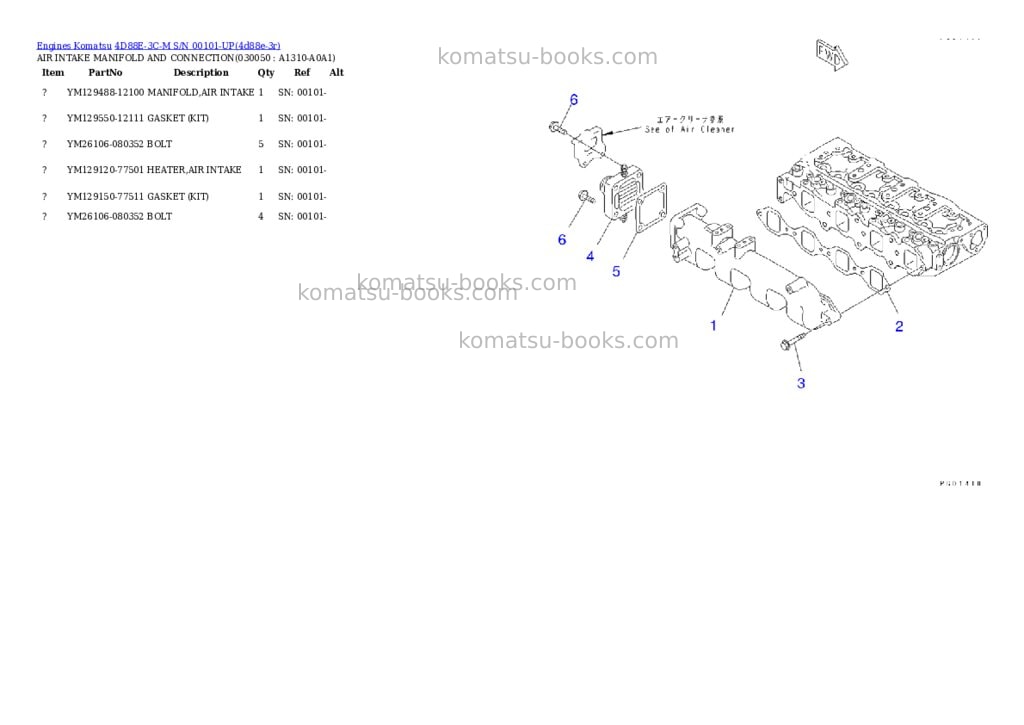 Komatsu 4d88e-3c-m s/n 00101-up Parts catalog cover Page 4 Komatsu 4d88e-3c-m s/n 00101-up Parts catalog cover Page 4