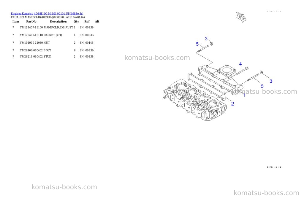 Komatsu 4d88e-3c-m s/n 00101-up Parts catalog cover Page 6 Komatsu 4d88e-3c-m s/n 00101-up Parts catalog cover Page 6
