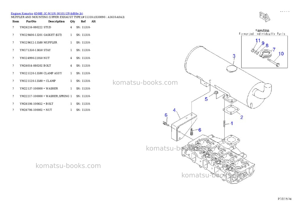 Komatsu 4d88e-3c-m s/n 00101-up Parts catalog cover Page 8 Komatsu 4d88e-3c-m s/n 00101-up Parts catalog cover Page 8