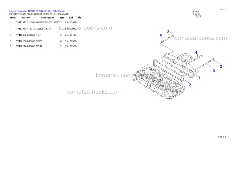 Komatsu 4D88E-3C S/N 00101-UP Parts catalog cover Page 6 Komatsu 4D88E-3C S/N 00101-UP Parts catalog cover Page 6