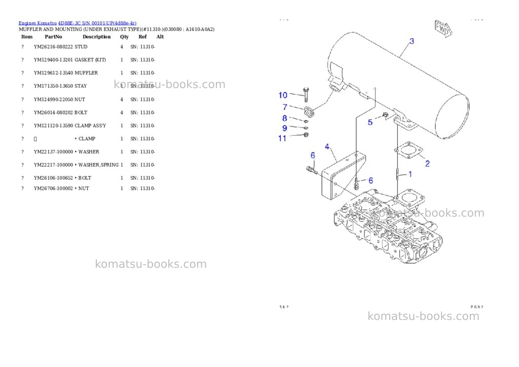 Komatsu 4D88E-3C S/N 00101-UP Parts catalog cover Page 7 Komatsu 4D88E-3C S/N 00101-UP Parts catalog cover Page 7