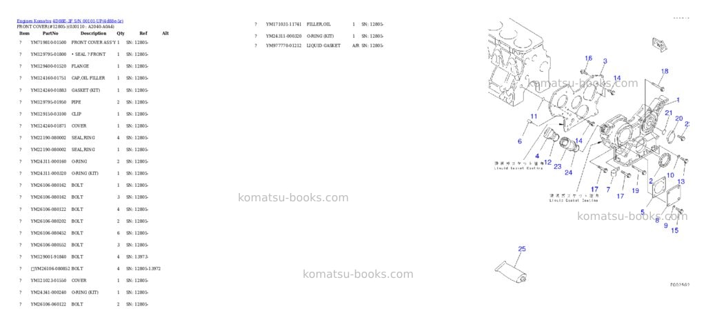 Komatsu 4d88e-3f s/n 00101-up Parts catalog cover Page 10