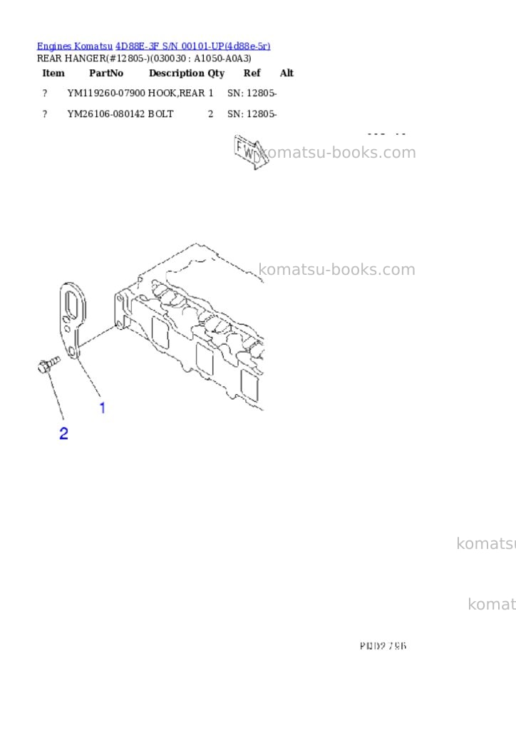 Komatsu 4d88e-3f s/n 00101-up Parts catalog cover Page 2