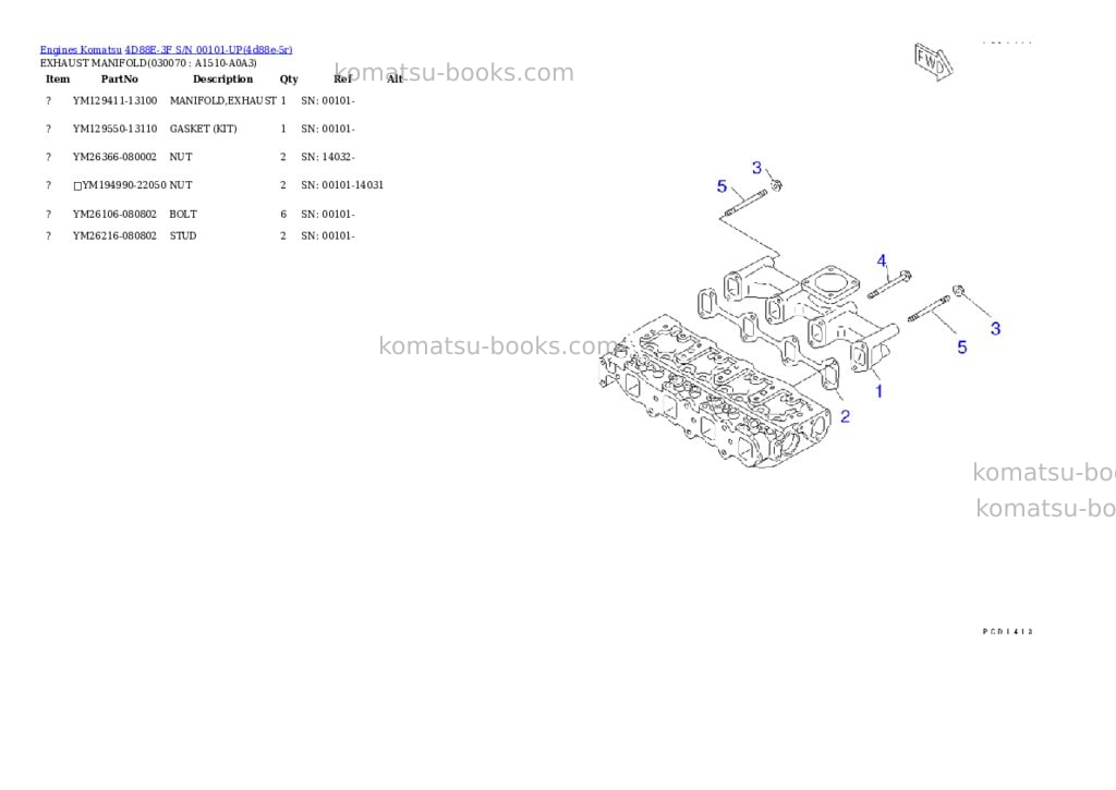 Komatsu 4d88e-3f s/n 00101-up Parts catalog cover Page 6