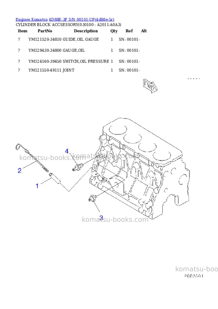 Komatsu 4d88e-3f s/n 00101-up Parts catalog cover Page 9