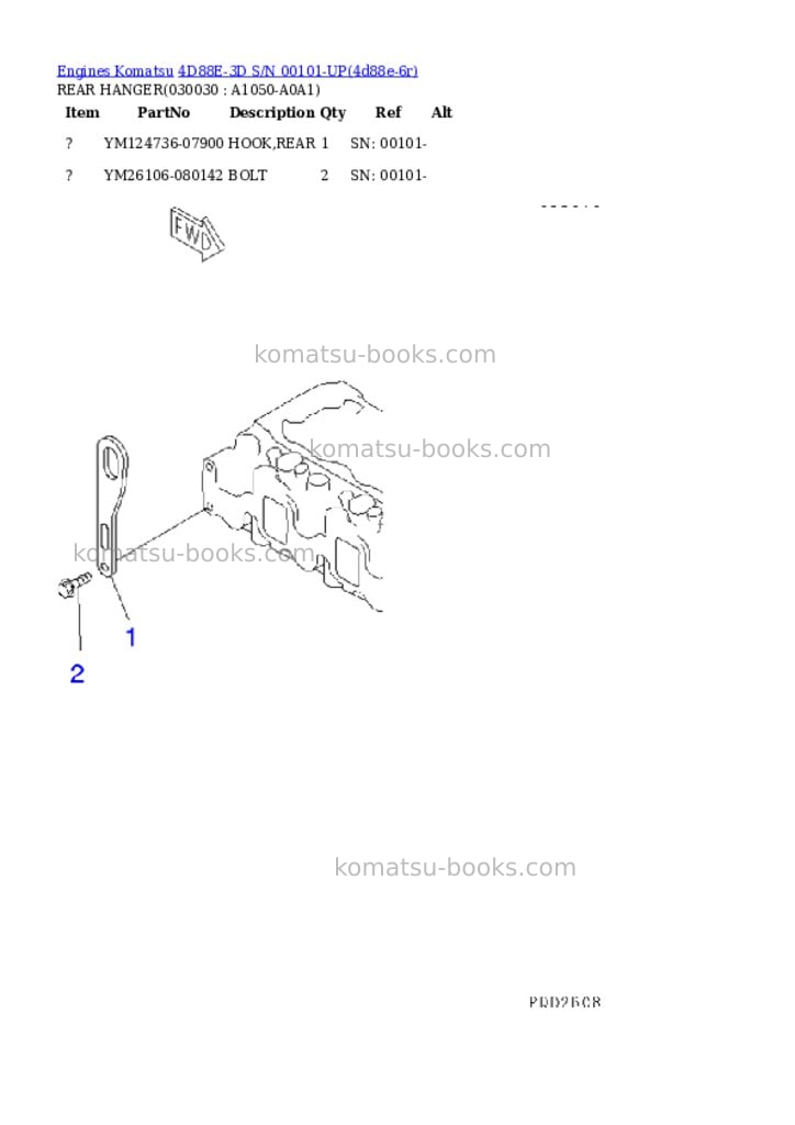 Komatsu 4D88E-3D S/N 00101-UP Parts catalog cover Page 2