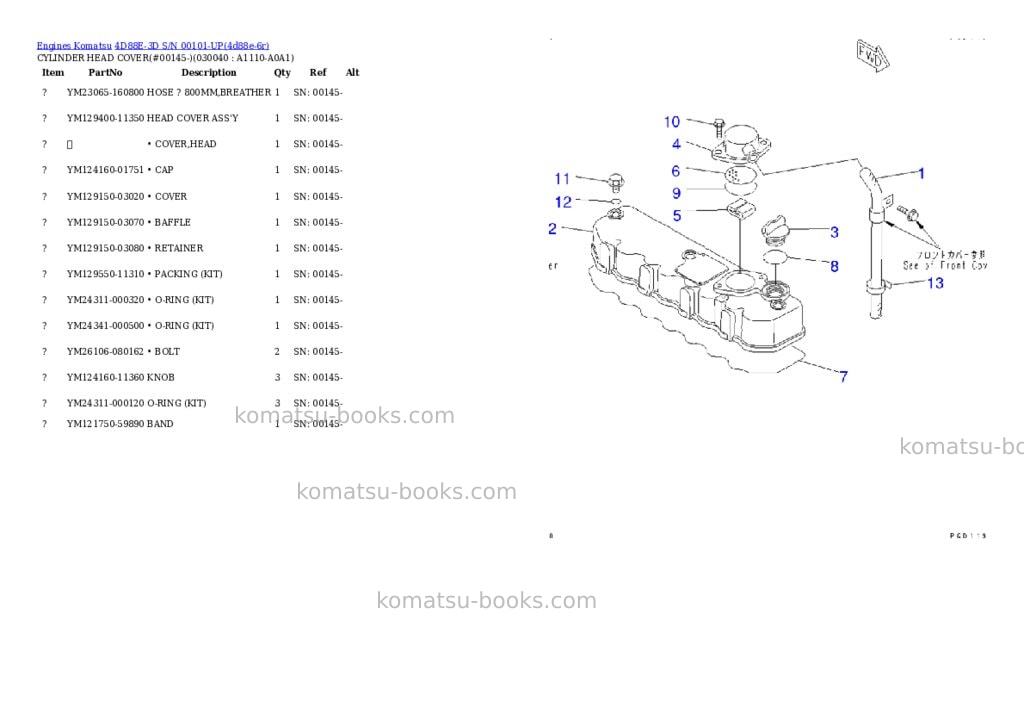 Komatsu 4D88E-3D S/N 00101-UP Parts catalog cover Page 3