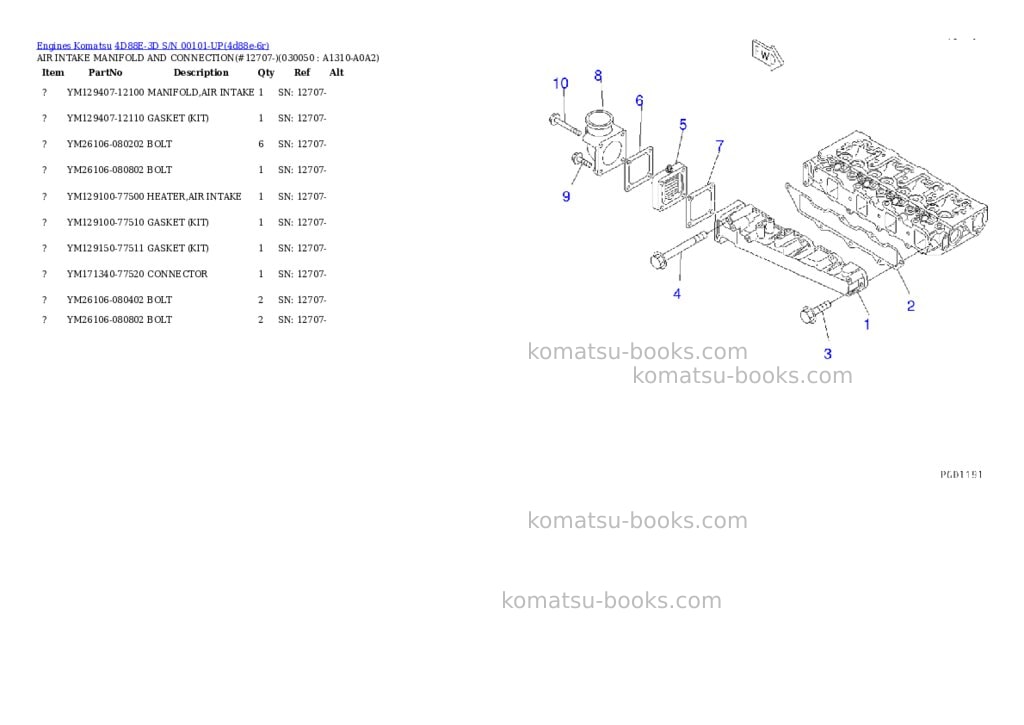 Komatsu 4D88E-3D S/N 00101-UP Parts catalog cover Page 4