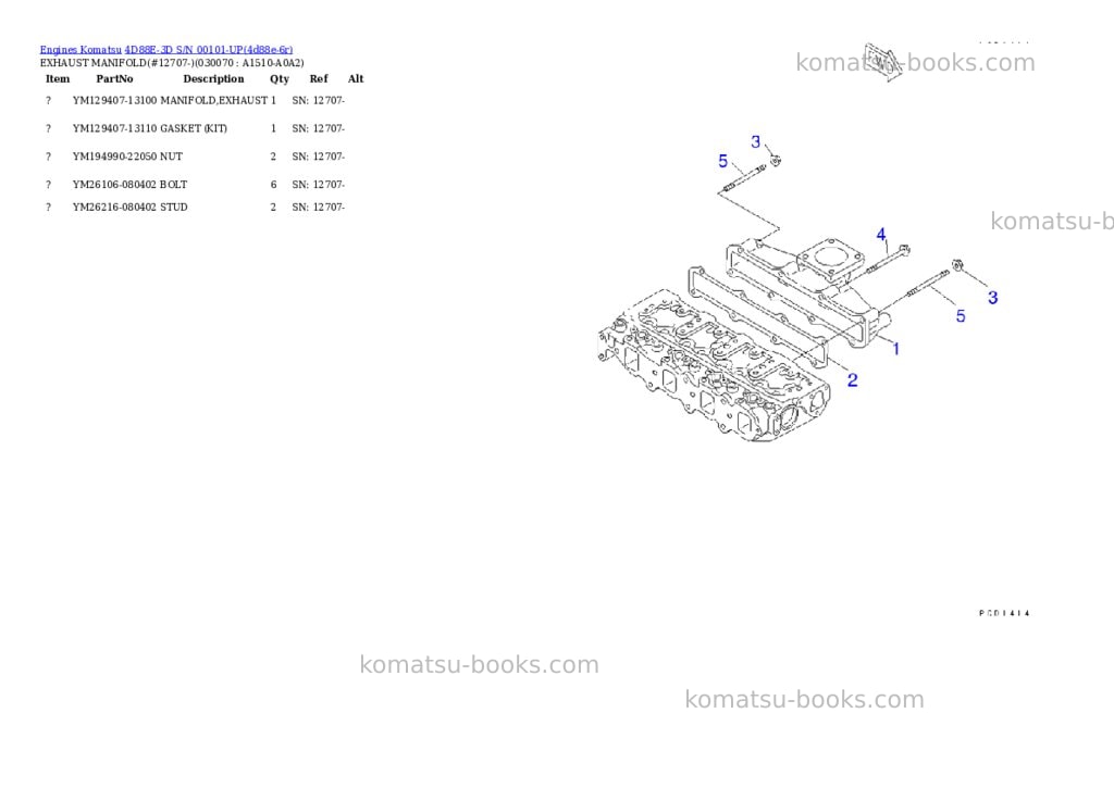 Komatsu 4D88E-3D S/N 00101-UP Parts catalog cover Page 6