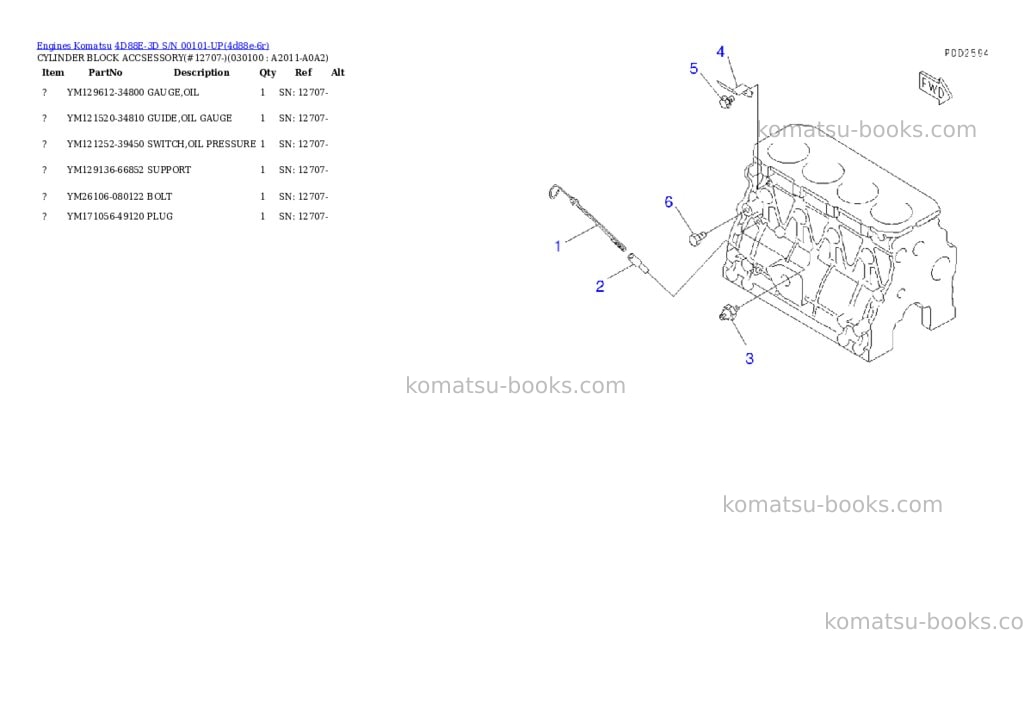 Komatsu 4D88E-3D S/N 00101-UP Parts catalog cover Page 9