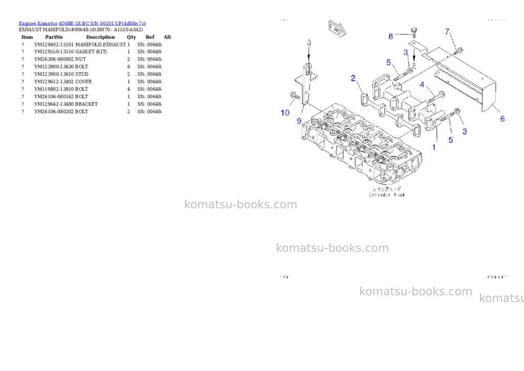Komatsu 4d88e-5x-bc s/n 00101-up Parts catalog cover Page 6 Komatsu 4d88e-5x-bc s/n 00101-up Parts catalog cover Page 6