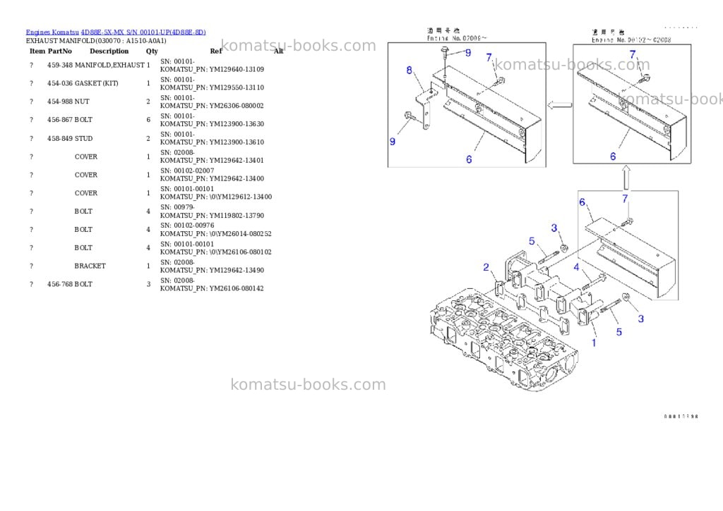 Komatsu 4d88e-5x-mx s/n 00101-up Parts catalog cover Page 7 Komatsu 4d88e-5x-mx s/n 00101-up Parts catalog cover Page 7