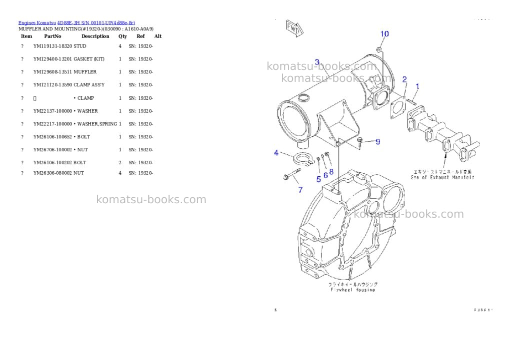 Komatsu 4D88E-3H S/N 00101-UP Parts catalog cover Page 8 Komatsu 4D88E-3H S/N 00101-UP Parts catalog cover Page 8