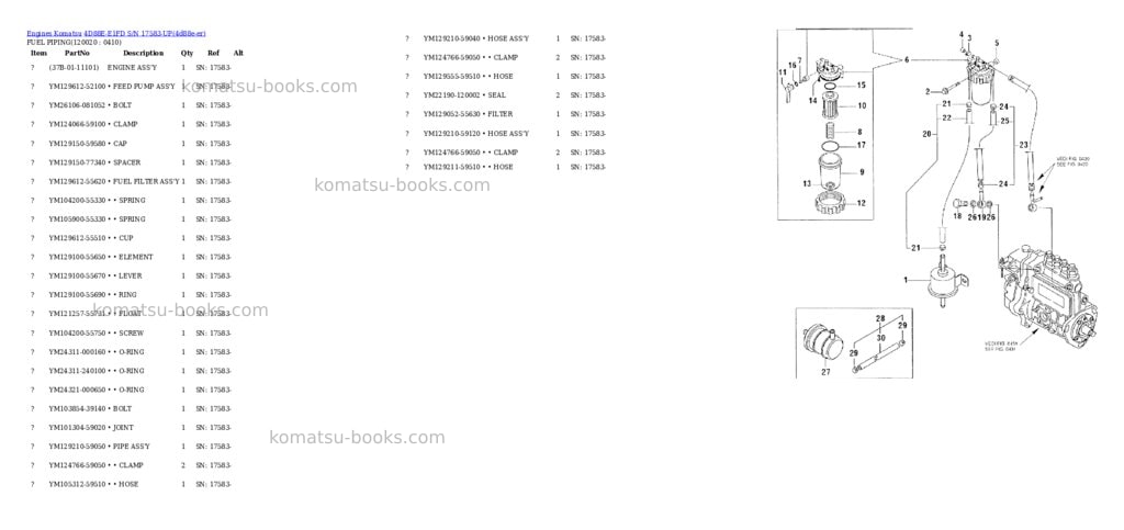 Komatsu 4d88e-e1fd s/n 17583-up Parts catalog cover Page 10