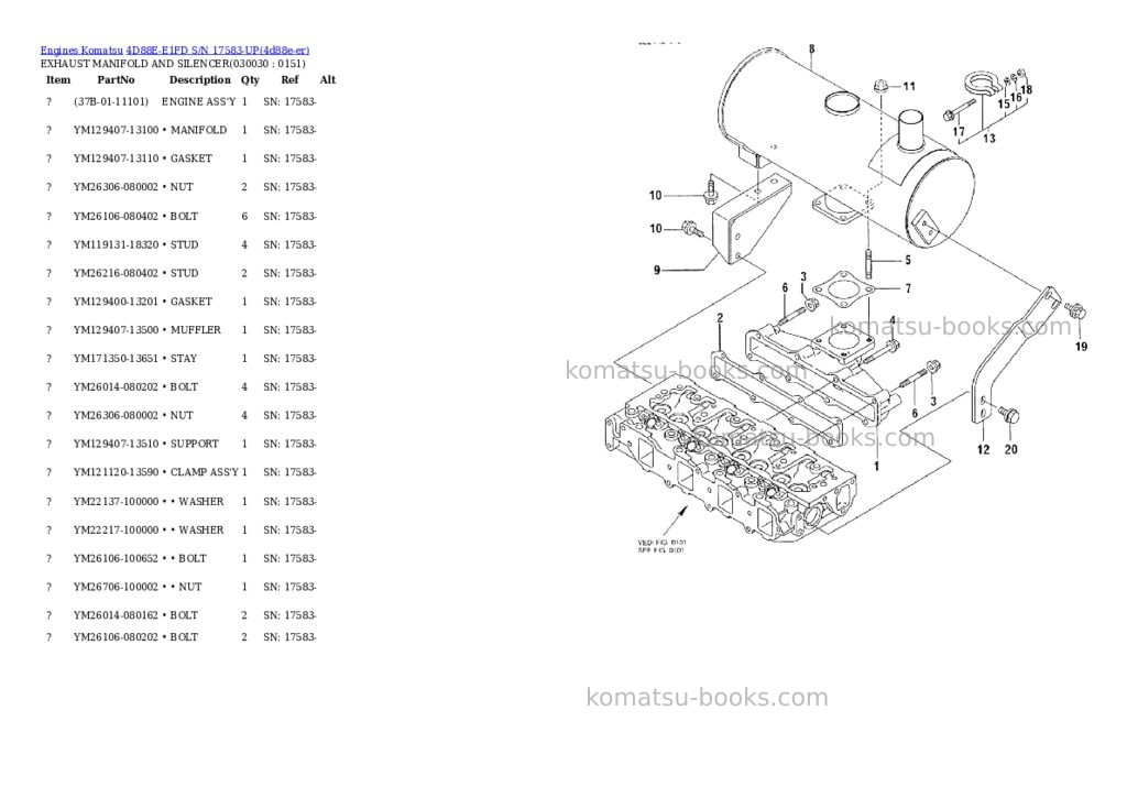 Komatsu 4d88e-e1fd s/n 17583-up Parts catalog cover Page 2