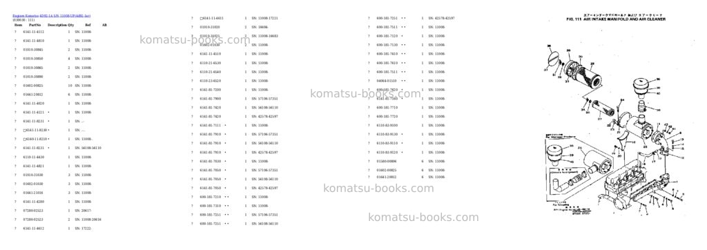Komatsu 4D92-1A S/N 11008-UP Parts catalog cover Page 2