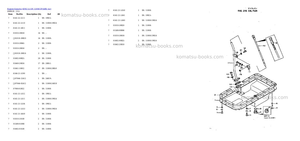 Komatsu 4D92-1A S/N 11008-UP Parts catalog cover Page 6