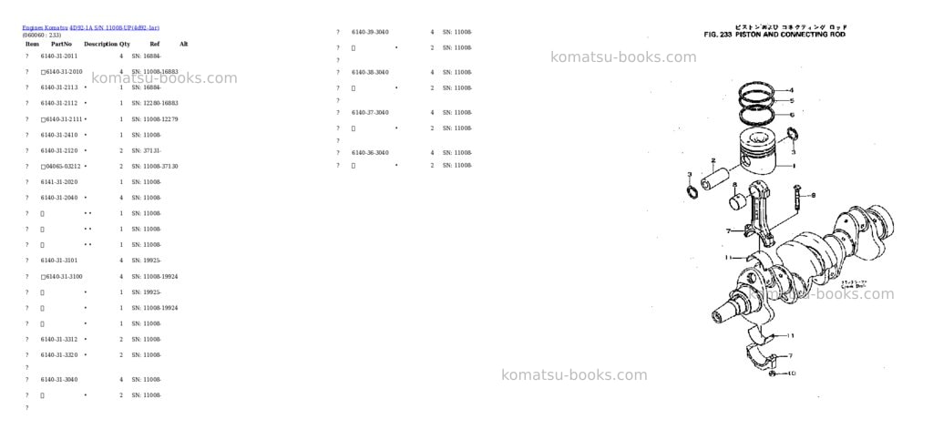 Komatsu 4D92-1A S/N 11008-UP Parts catalog cover Page 9