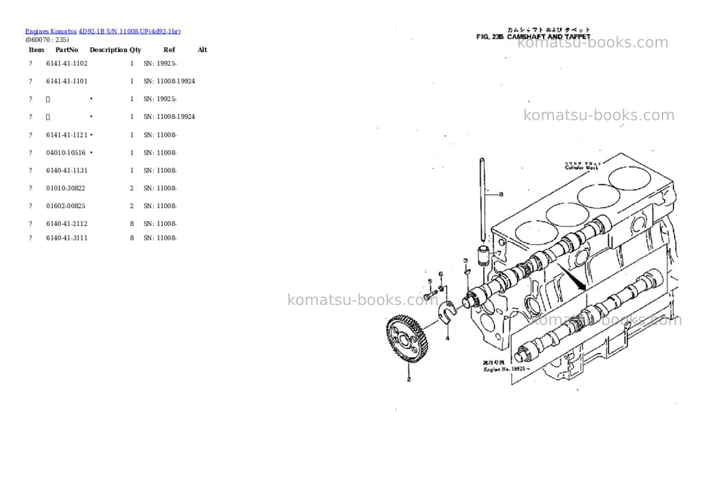 Komatsu 4d92-1b s/n 11008-up Parts catalog cover Page 10 Komatsu 4d92-1b s/n 11008-up Parts catalog cover Page 10