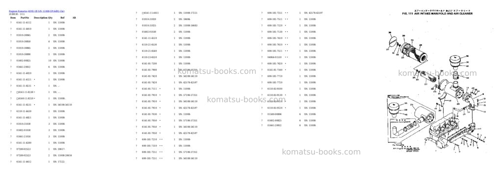 Komatsu 4d92-1b s/n 11008-up Parts catalog cover Page 2 Komatsu 4d92-1b s/n 11008-up Parts catalog cover Page 2