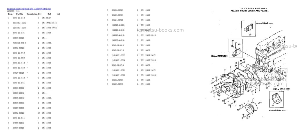 Komatsu 4d92-1b s/n 11008-up Parts catalog cover Page 5 Komatsu 4d92-1b s/n 11008-up Parts catalog cover Page 5