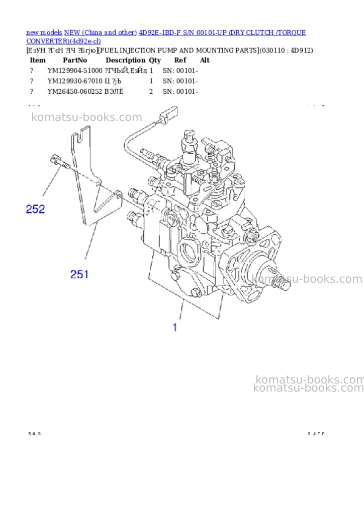 Komatsu 4d92e-1bd-f s/n 00101-up dry clutch /torque converter Parts catalog cover Page 10 Komatsu 4d92e-1bd-f s/n 00101-up dry clutch /torque converter Parts catalog cover Page 10