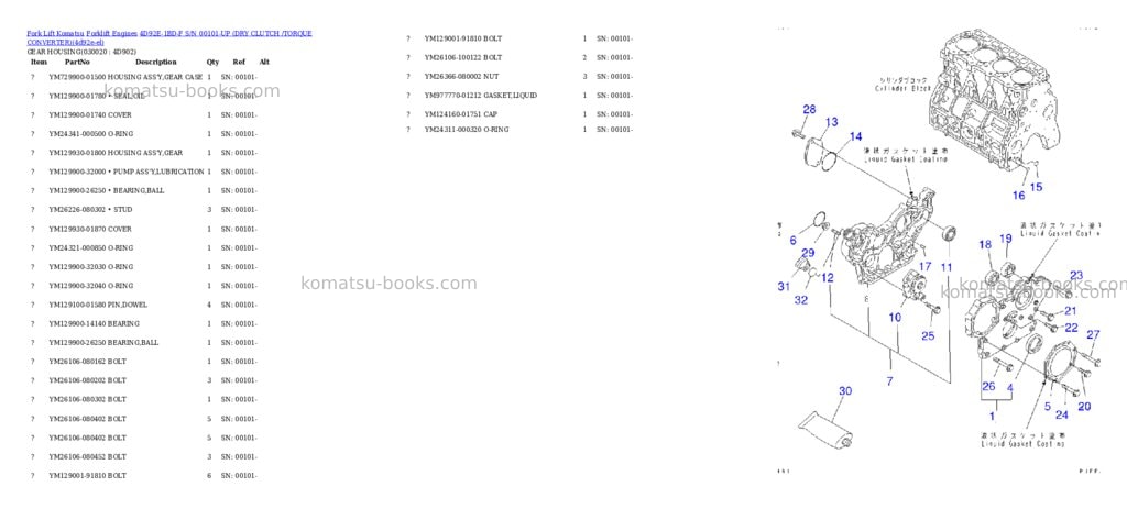 Komatsu 4D92E-1BD-F S/N 00101-UP (DRY CLUTCH /TORQUE CONVERTER) Parts catalog cover Komatsu 4D92E-1BD-F S/N 00101-UP (DRY CLUTCH /TORQUE CONVERTER) Parts catalog cover