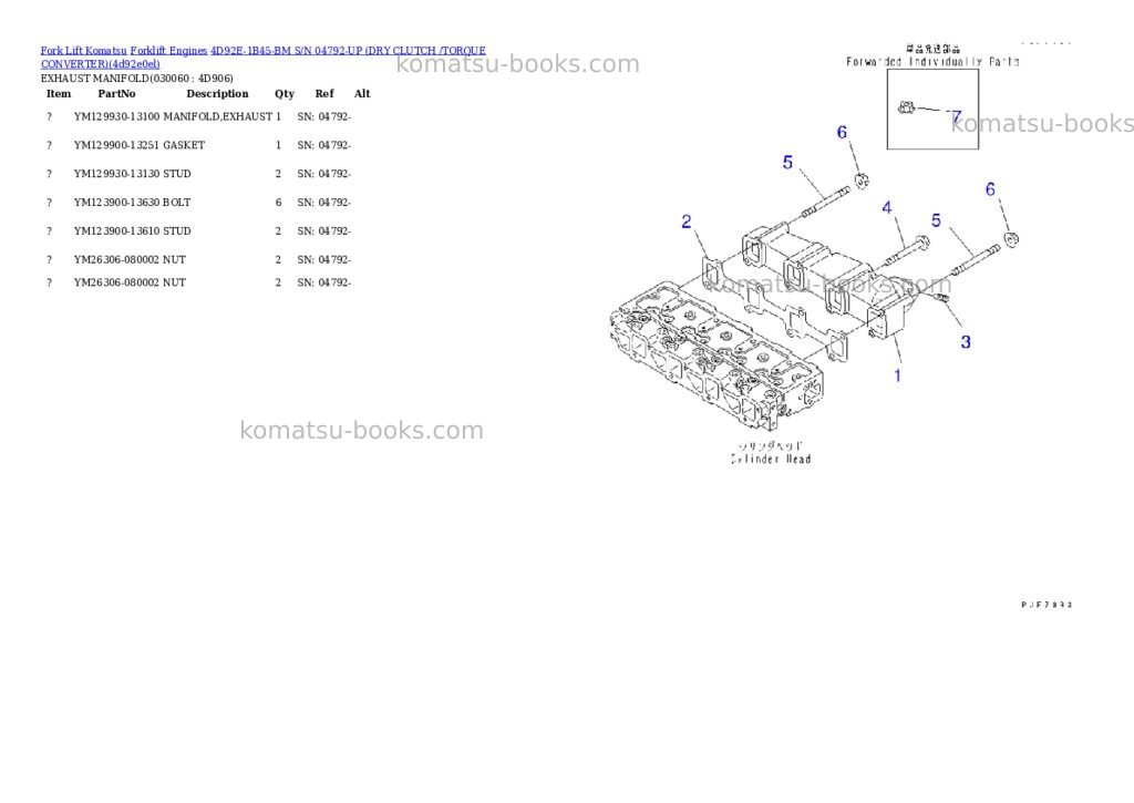 Komatsu 4d92e-1b45-bm s/n 04792-up (ドライクラッチ/トルクコンバータ) Parts catalog cover Page 5 Komatsu 4d92e-1b45-bm s/n 04792-up (ドライクラッチ/トルクコンバータ) Parts catalog cover Page 5