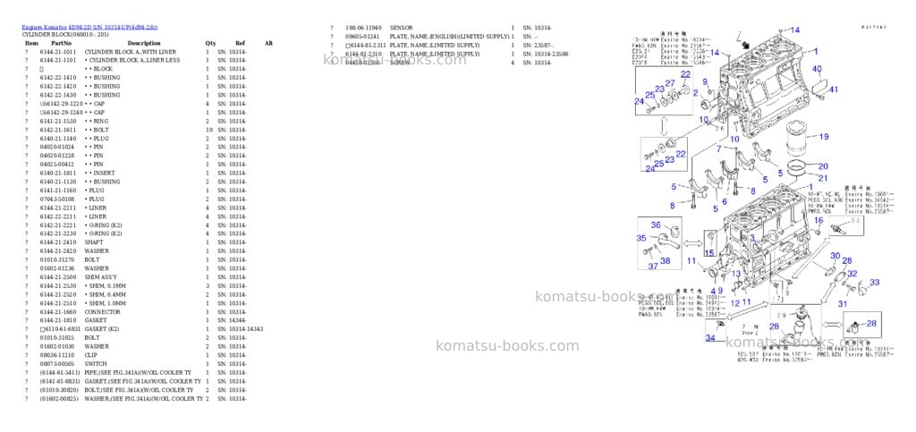 Komatsu 4d94-2d s/n 10314-up Parts catalog cover Page 8