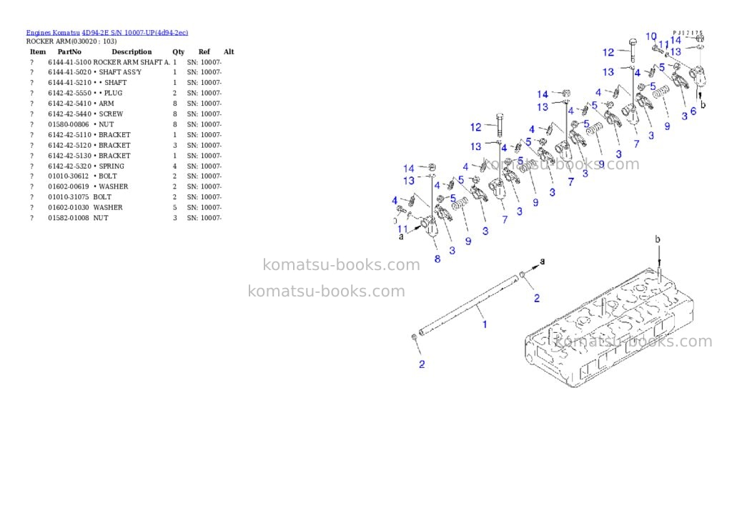 Komatsu 4d94-2e s/n 10007-up Parts catalog cover
