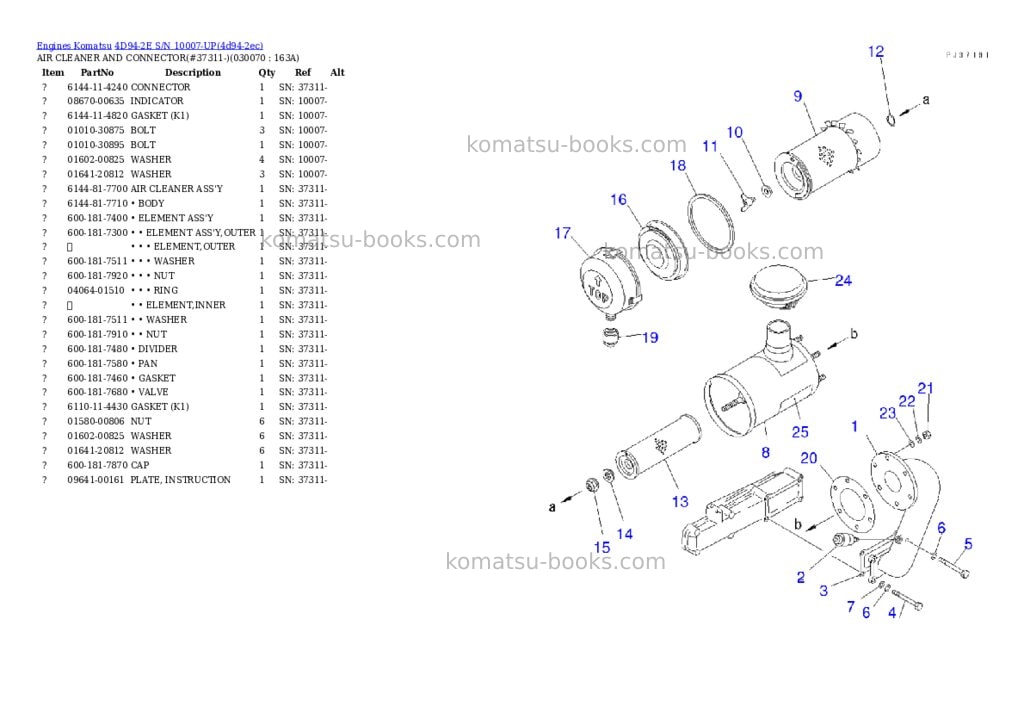 Komatsu 4d94-2e s/n 10007-up Parts catalog cover Page 6