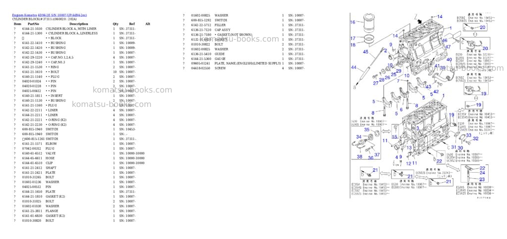 Komatsu 4d94-2e s/n 10007-up Parts catalog cover Page 9