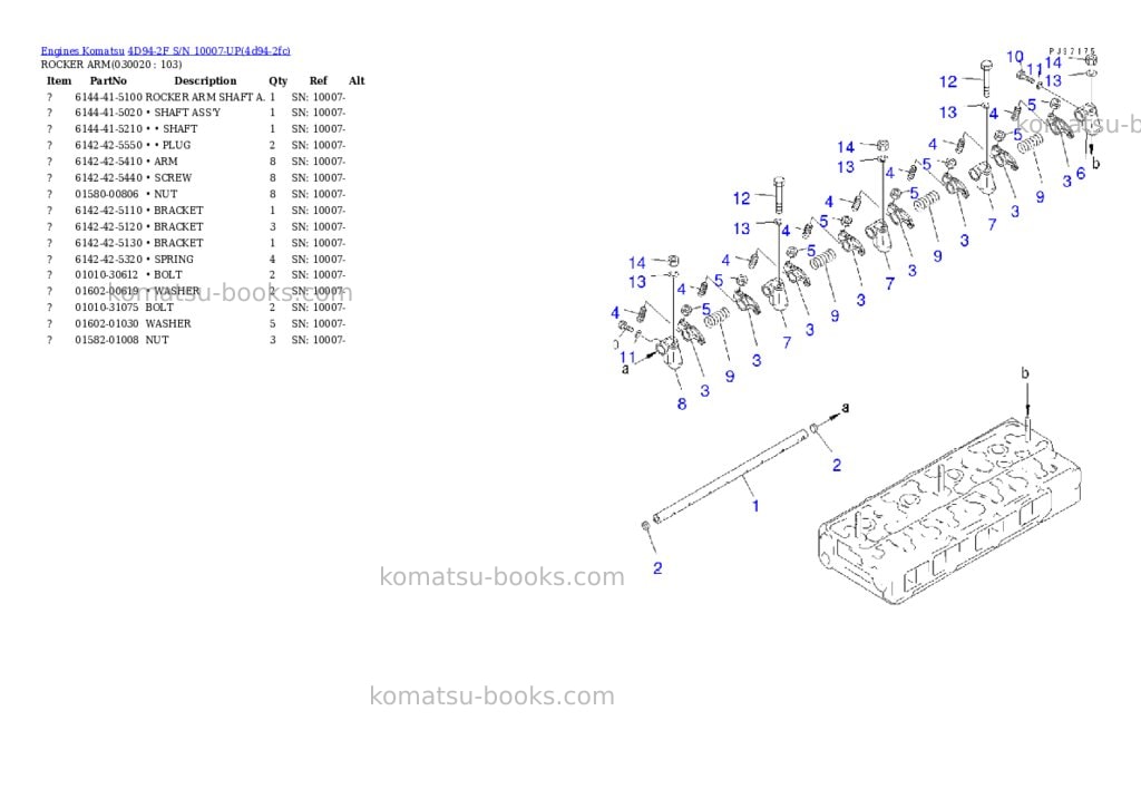 Komatsu 4d94-2f s/n 10007-up Parts catalog cover