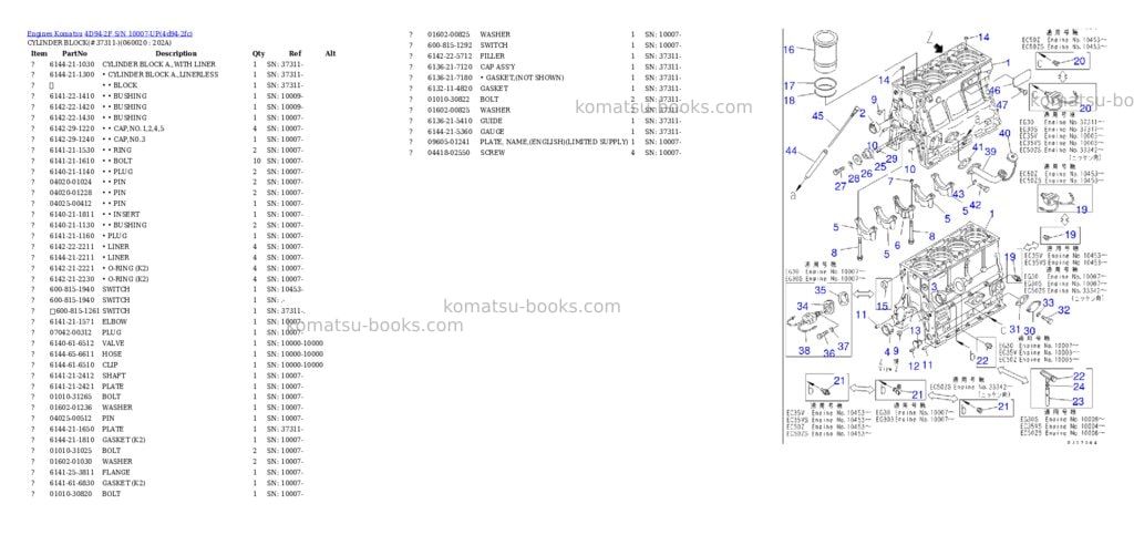 Komatsu 4d94-2f s/n 10007-up Parts catalog cover Page 10