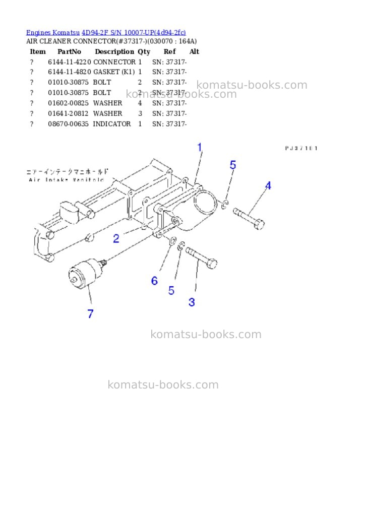 Komatsu 4d94-2f s/n 10007-up Parts catalog cover Page 6